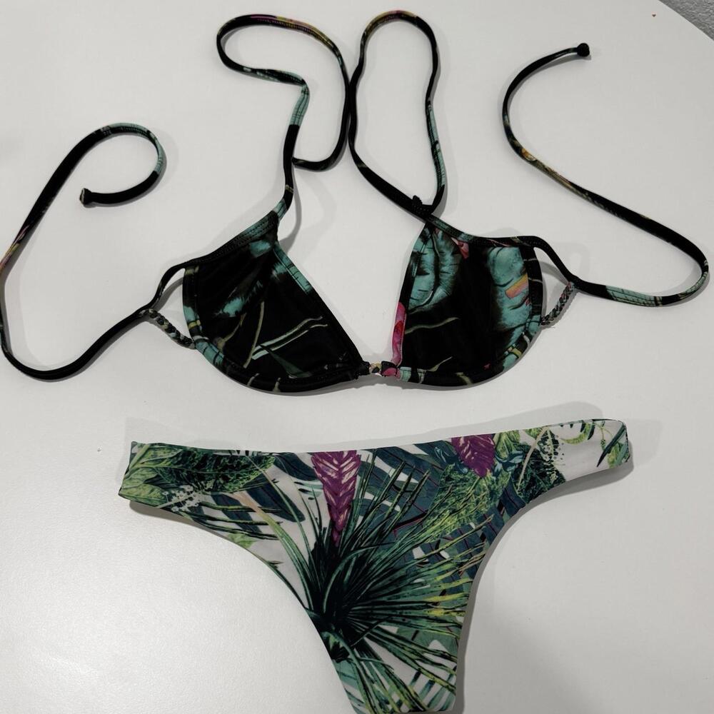 Women’s White Fox Tropical Swimsuit‎ Bikini Swimsuit Size Small S